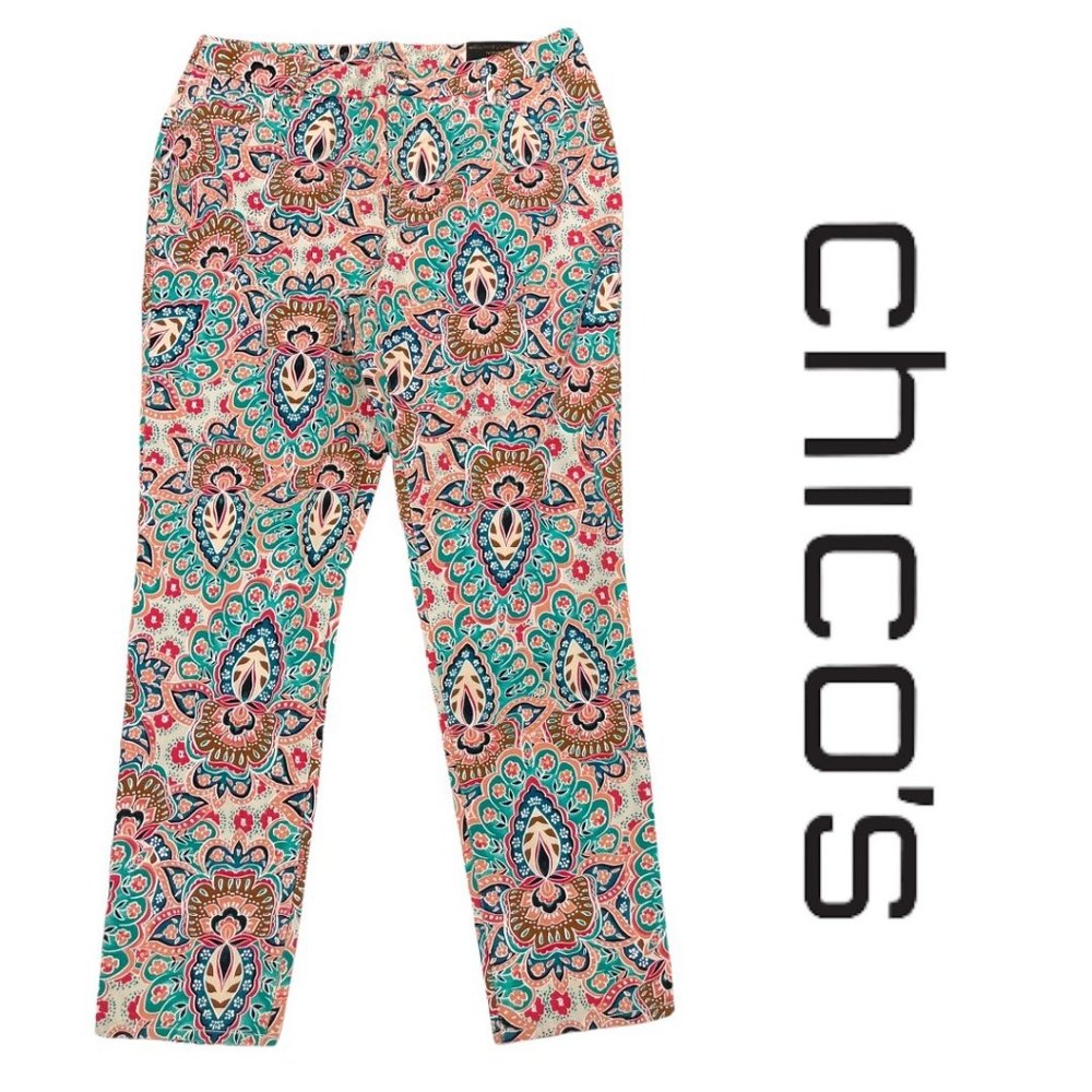 Chico’s So Slimming Girlfriend Ankle Tall Floral Denim Size 2.5 Tall